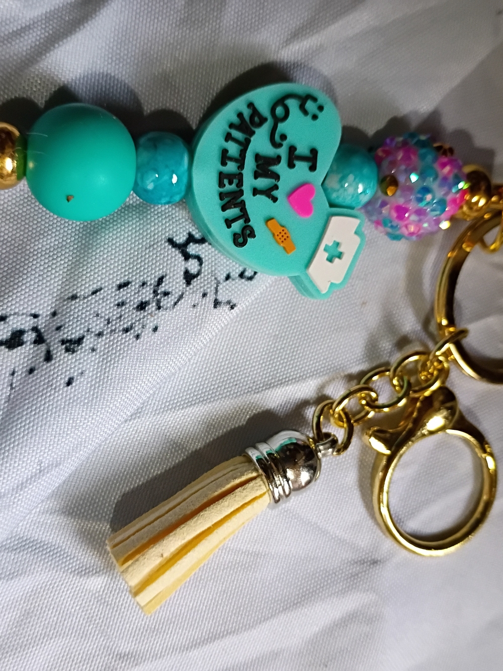 Turquoise Nurse 'I ♥ My Patients' Keychain Charm with Tassel